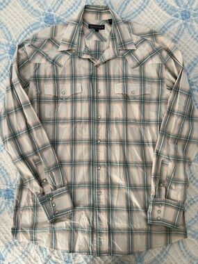 Men’s Roper plaid pearl snap LARGE